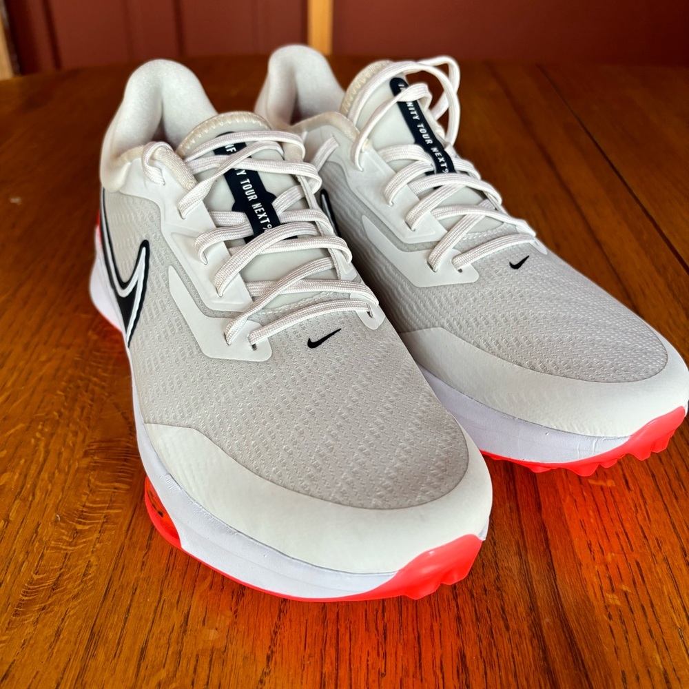 Nike Men’s Air Zoom Infinity Tour NXT% Golf Shoes, White/Orange, Men’s 10.5